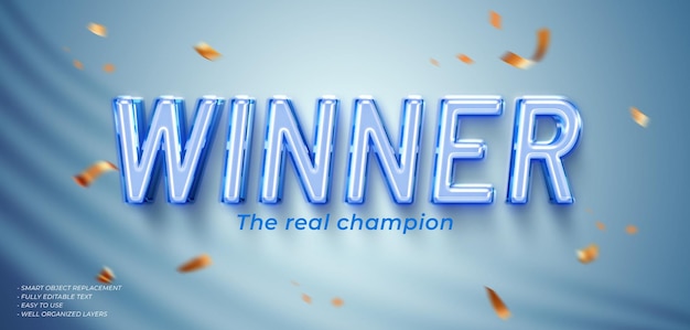 Winner 3d text with editable font effect