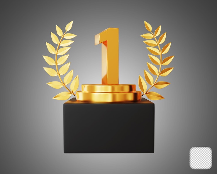 PSD winner award number 1 icon 3d illustration