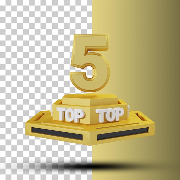 Premium PSD | Winner award ribbon gold achievement top five