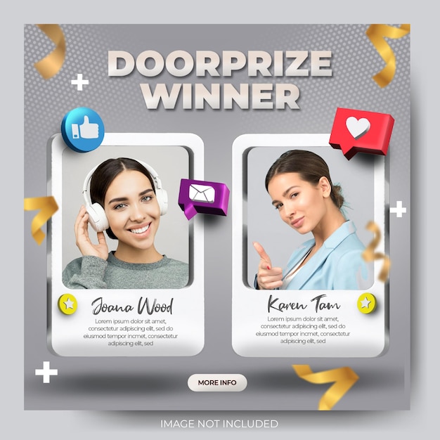 Лента сообщений в социальных сетях winner doorprize в instagram