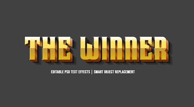 The winner  gold 3d text style effect