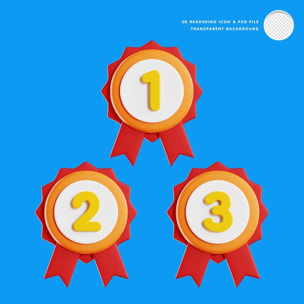Winner medal isolated First place Second place Third place 3d rendering