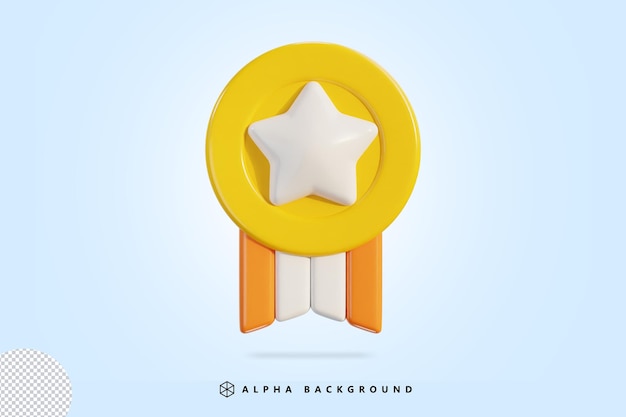 PSD winner medal with star award icon 3d rendering vector illustration