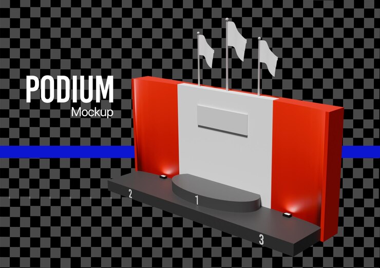 PSD winner podium stage for racing motorsport mockup