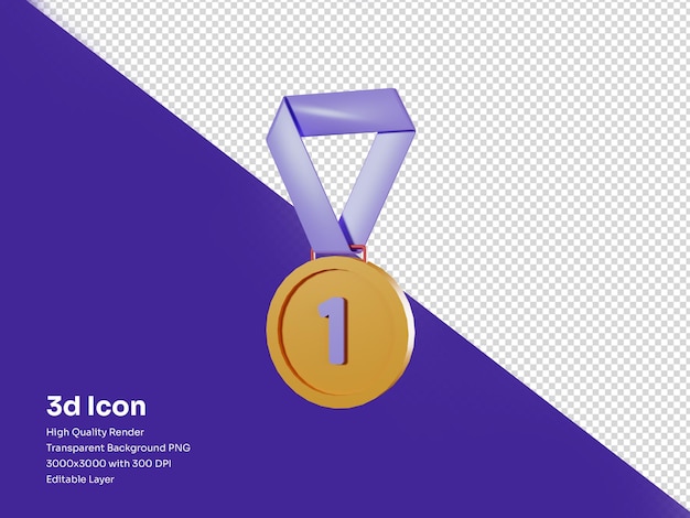 Winner's gold medal 3d illustration