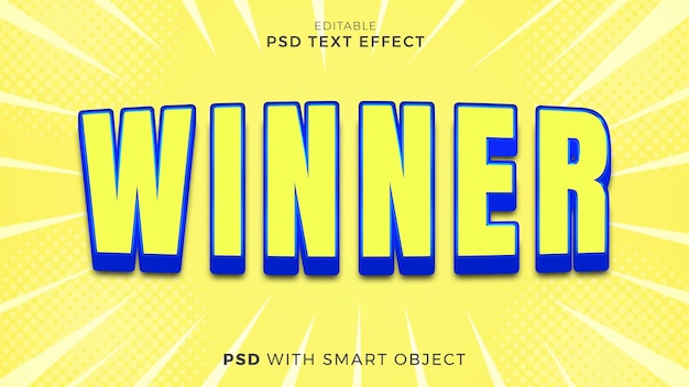 Winner text effect 3d style editable template