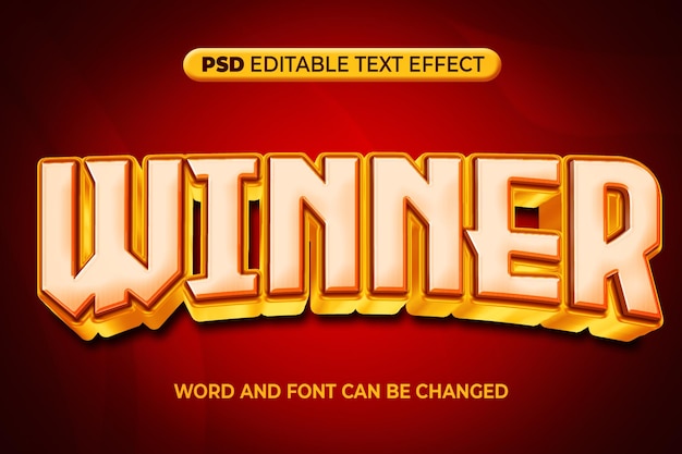 PSD winner white text effect 3d psd