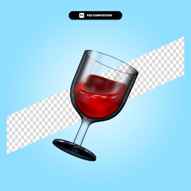 PSD wino 3d render ilustracja na białym tle