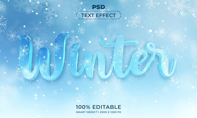 Зимний 3d редактируемый шаблон текстового эффекта