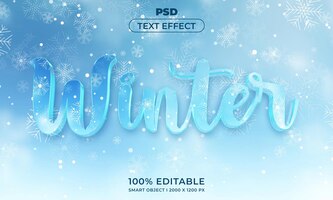 PSD winter 3d editable text effect template