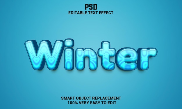 Winter 3d editable text effect with background premium psd