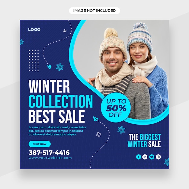 Winter Banner, sale banner template with typography with Winter elements