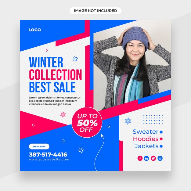 Winter Banner, sale banner template with typography with Winter elements