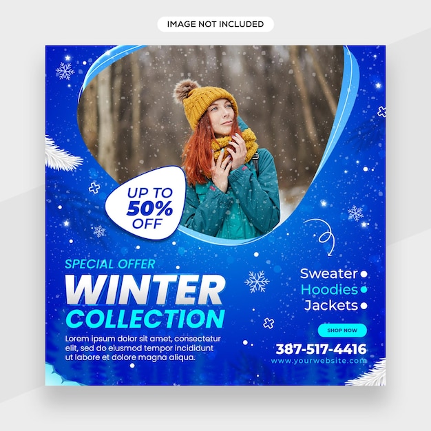 Winter Banner, sale banner template with typography with Winter elements