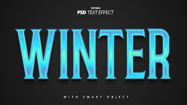 PSD winter blue vintage shiny font effect design