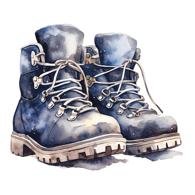 PSD winter boots for christmas event watercolor style ai generated