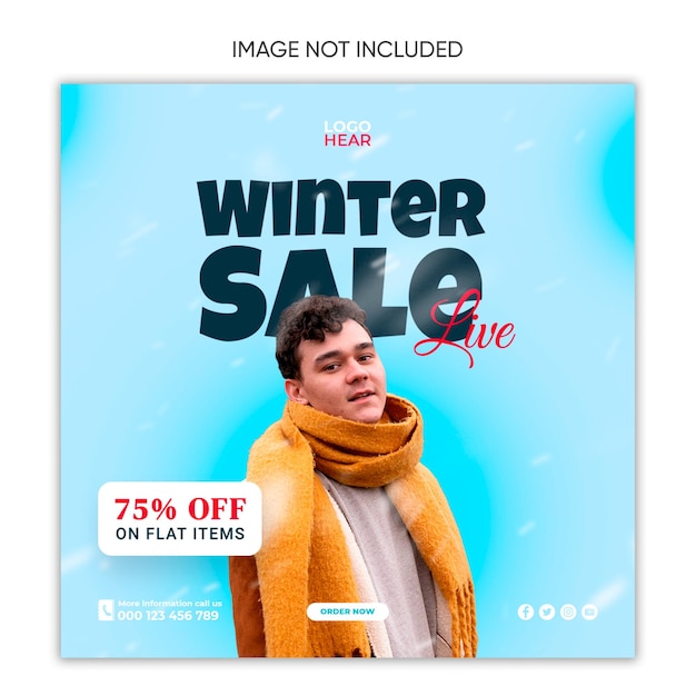 PSD winter clothes sale social media design instagram facebook