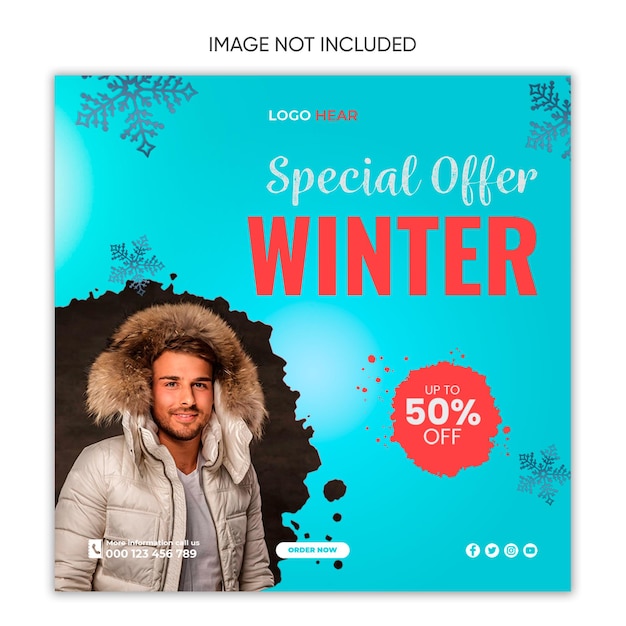 Winter clothes sale social media design instagram facebook