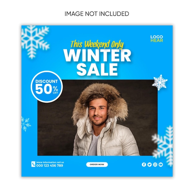 Winter clothes sale social media design instagram facebook