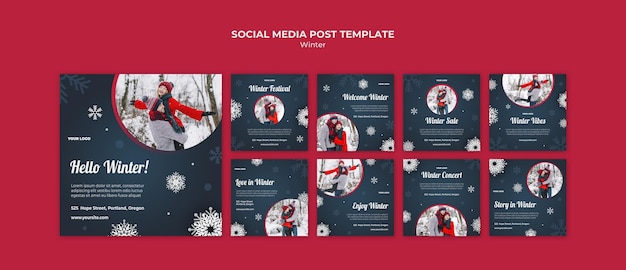 PSD winter concept sociale media post sjabloon