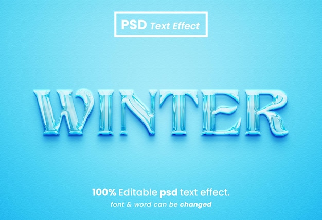 PSD winter crystal liquid 3d text effect glossy text effect