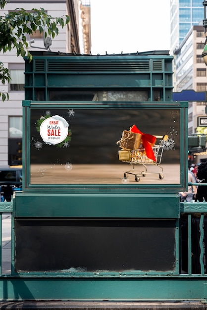 winter discount mock-up in city
