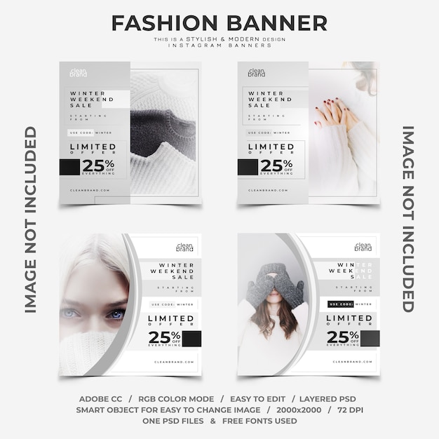 Winter discounts instagram banners