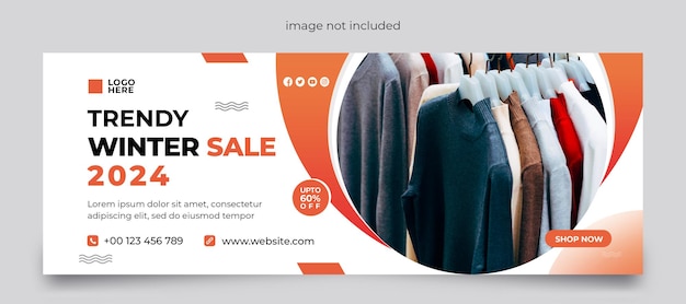 Winter fashion sale facebook cover template, social media and web banner design