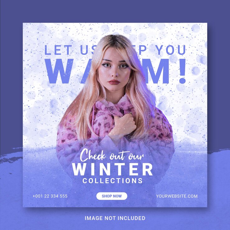 Winter fashion sales collection social media post template