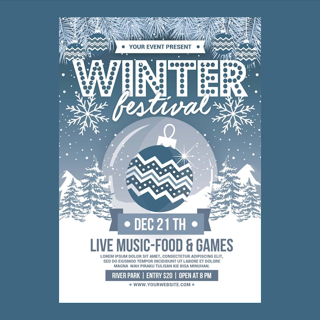 PSD winter festival flyer sjabloon