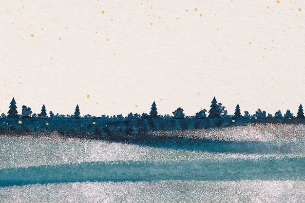 Winter forest background blue watercolor holiday design psd