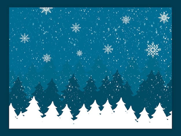 PSD winter forest snow illustration with magical snowflakes and whimsical winter theme