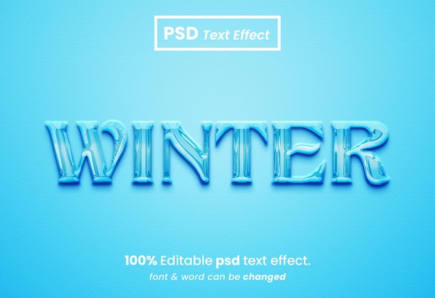 Winter liquid 3d text effect glossy text effect