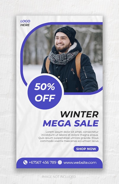 PSD winter mega sale story design for social media