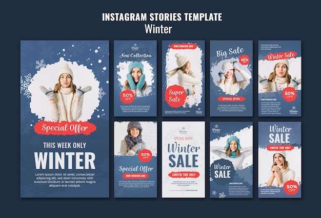 Winter ontwerp instagram verhalen sjabloon