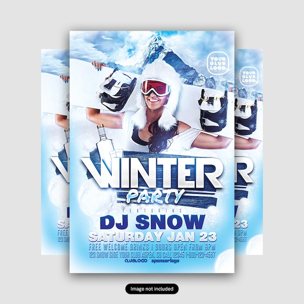 winter party flyer dj snow flyer template