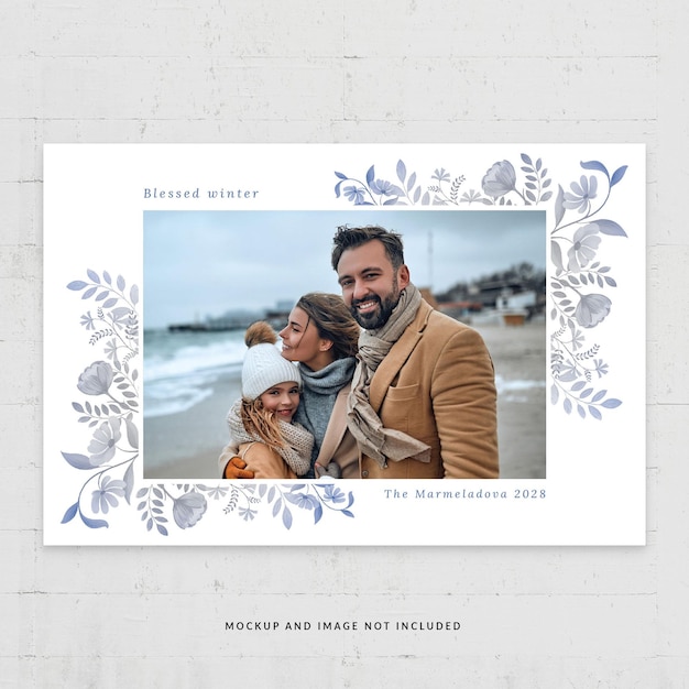 Winter photo card flyer template