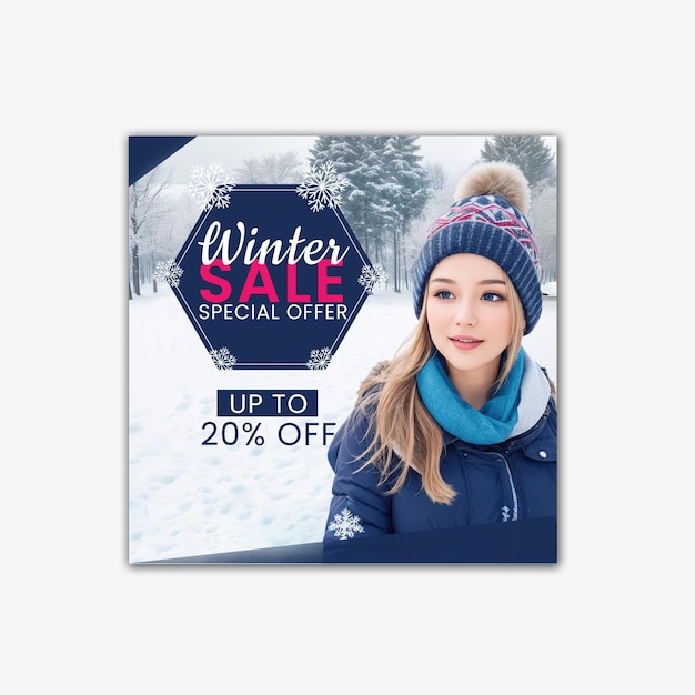 Winter sale banner design for social media post instragram post dsign