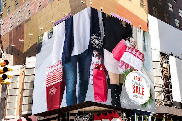 PSD winter sale billboard mock-up