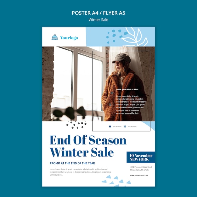 PSD winter sale collection poster template