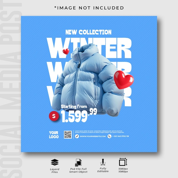 Winter sale instagram post design template (winter verkoop instagram post ontwerp sjabloon)