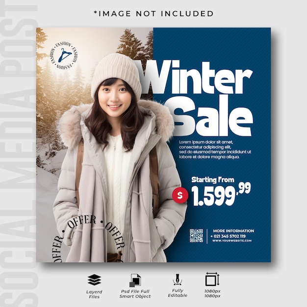 Winter sale instagram post design template