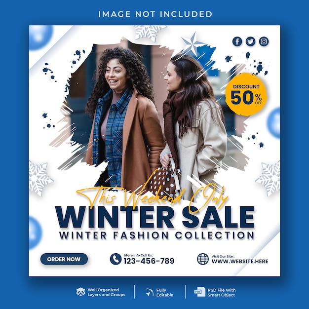 PSD winter sale social media banner template