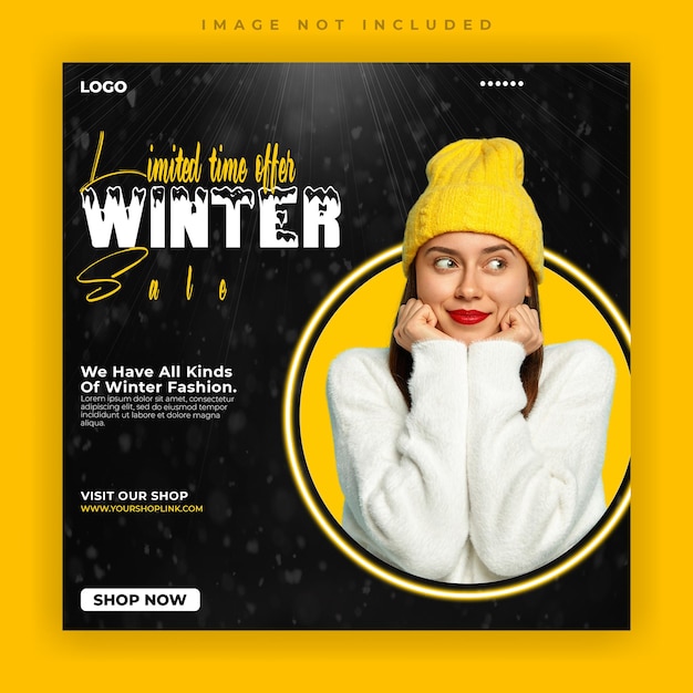 Winter sale social media post banner template