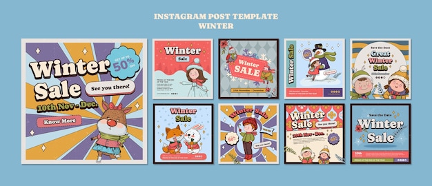 PSD winter season instagram posts