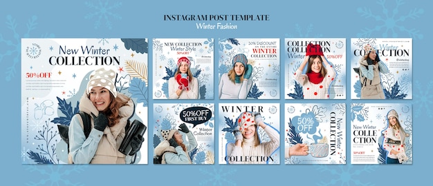 PSD winter season instagram posts