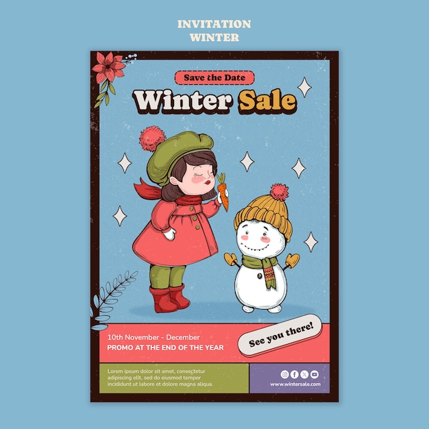 PSD winter season invitation template