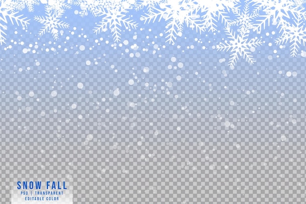 PSD winter snow falling effect isolated on transparent background