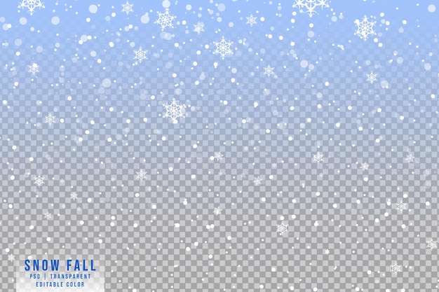 Winter snow falling effect isolated on transparent background