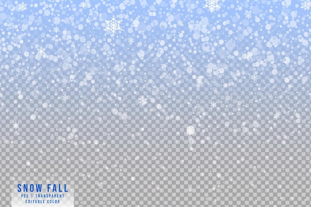 Winter snow falling effect isolated on transparent background
